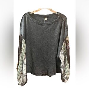 We The Free Women’s Long Sleeve T-shirt M Thermal Patchwork Artsy Boho Oversized